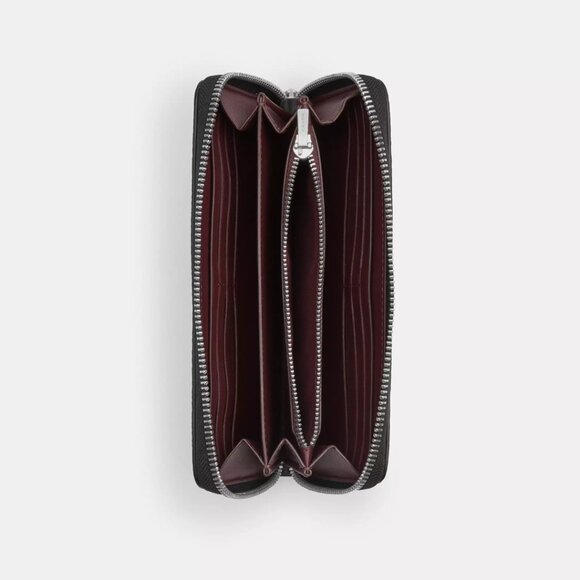 🎁 Coach Long Zip Around Wallet In Signature Canvas With Bow Print - Picture 5 of 9